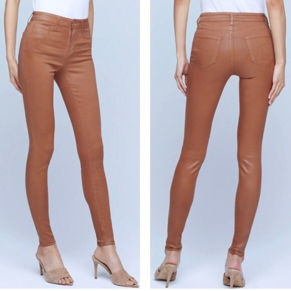 L’AGENCE Marguerite Huselnut Coated High Rise Skinny Jean Size 31 - Picture 3 of 13